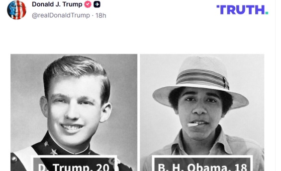 DONALD TRUMP COMPARES YOUNG PHOTO OF HIMSELF TO TEENAGE BARACK OBAMA