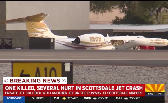 SCOTTSDALE AIRPORT CRASH LEAVES ONE DEAD AND SEVERAL INJURED AFTER JET COLLISION