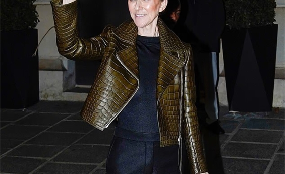 CELINE DION LOOKING GREAT AS SHE WAVES TO FANS AT HER PARIS HOTEL
