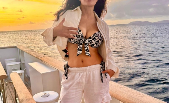 SALMA HAYEK DITCHES HER CLOTHING FOR 60TH BIRTHDAY
