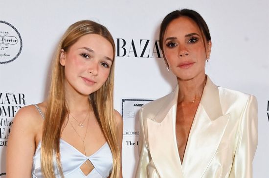 VICTORIA BECKHAM AND DAUGHTER HARPER COORDINATED IN SILK OUTFITS AT THE 2024 HARPER'S BAZAAR WOMEN OF THE YEAR AWARDS