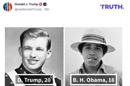 DONALD TRUMP COMPARES YOUNG PHOTO OF HIMSELF TO TEENAGE BARACK OBAMA